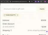 SHECRAFTY coupon verification screenshot