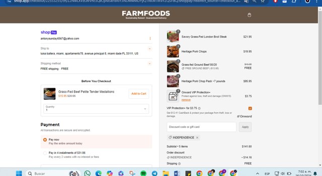 Farm Foods checkout page showing Farm Foods promo code box | Screenshot taken by SimplyCodes community member on Oct 16, 2024