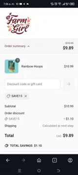 Save15 coupon verification screenshot