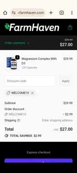 Welcome10 coupon verification screenshot