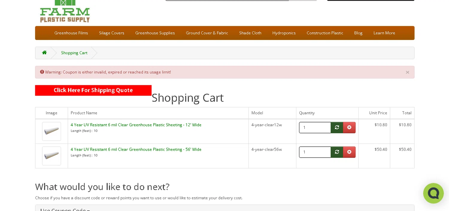 Farm Plastic Supply coupon code screenshot showing code LDSPrepper applied at Farm Plastic Supply checkout page. Uploaded by SimplyCodes community member CashAce9852 on Mar 22, 2025