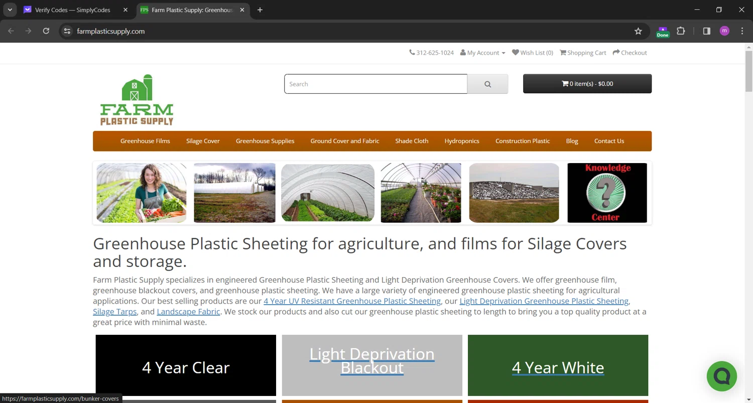 Farm Plastic Supply checkout page showing Farm Plastic Supply coupon code box | Screenshot taken by SimplyCodes community member on Nov 22, 2023