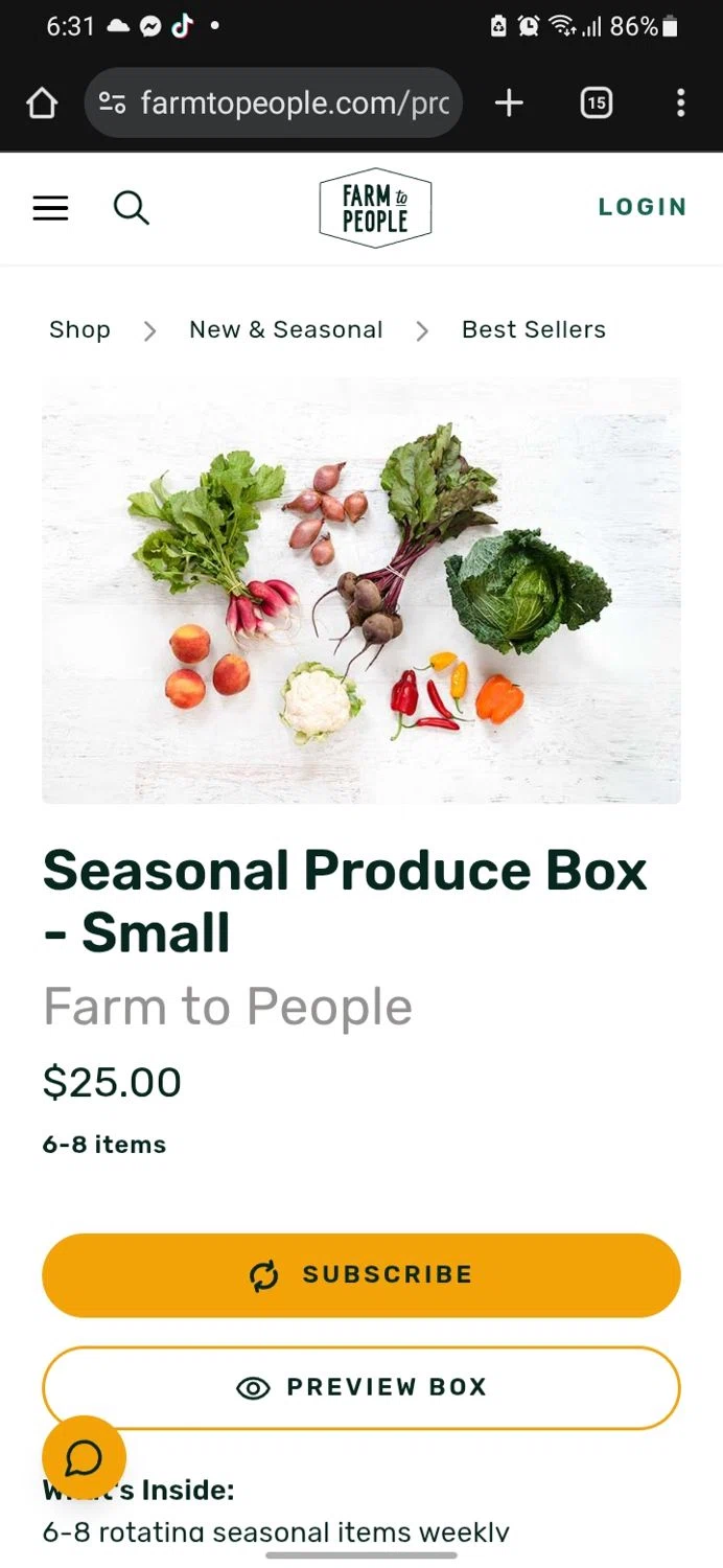 Farm to People promo code screenshot showing code SABAH25 applied at Farm to People checkout page. Uploaded by SimplyCodes community member miguelcrast on Oct 17, 2025