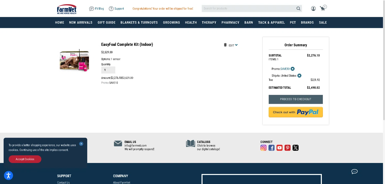 FarmVet checkout page showing FarmVet promo code box | Screenshot taken by SimplyCodes community member on Jan 20, 2026
