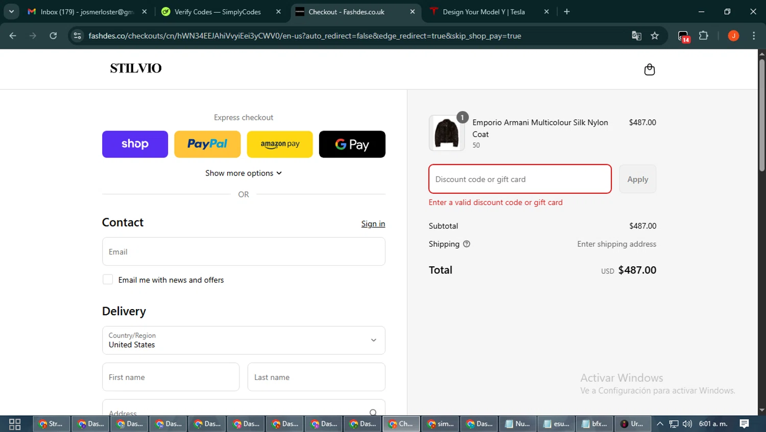 Fashdes coupon code screenshot showing code SCHOOL10 applied at Fashdes checkout page. Uploaded by SimplyCodes community member NobleAce2304 on Sep 17, 2025