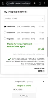HOLX510 coupon verification screenshot