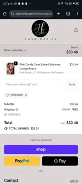Fashion Fitz coupon verification screenshot