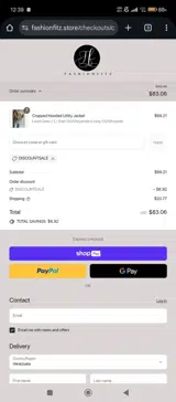 Fashion Fitz coupon verification screenshot