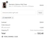 Fashion Fitz coupon verification screenshot