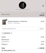 Fashion Fitz coupon verification screenshot