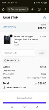 fash2008 coupon verification screenshot