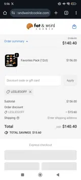 LESLIEGOFF coupon verification screenshot