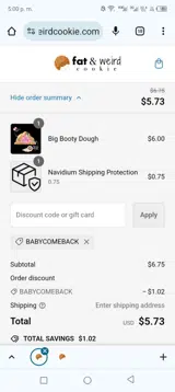 BABYCOMEBACK coupon verification screenshot