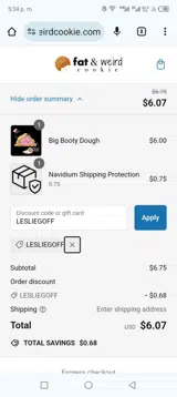 LESLIEGOFF coupon verification screenshot