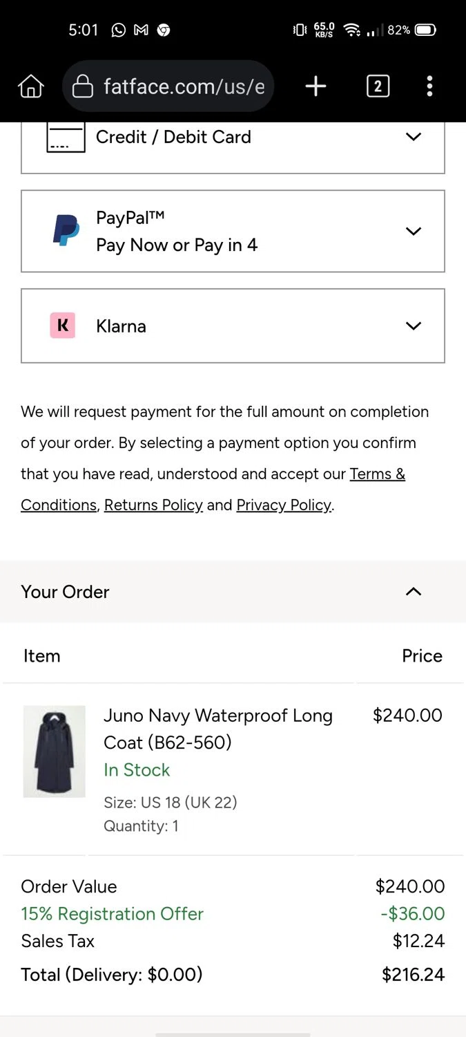 FatFace checkout page showing FatFace promo code box | Screenshot taken by SimplyCodes community member on Sep 22, 2024