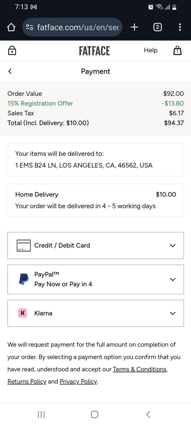 FatFace checkout page showing FatFace promo code box | Screenshot taken by SimplyCodes community member on Sep 22, 2024