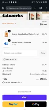 FATCAUSE coupon verification screenshot