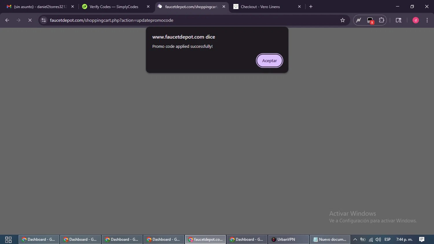 Faucet Depot promo code screenshot showing code ZoeM53 applied at Faucet Depot checkout page. Uploaded by SimplyCodes community member MagnificentSpotter4236 on Nov 4, 2025