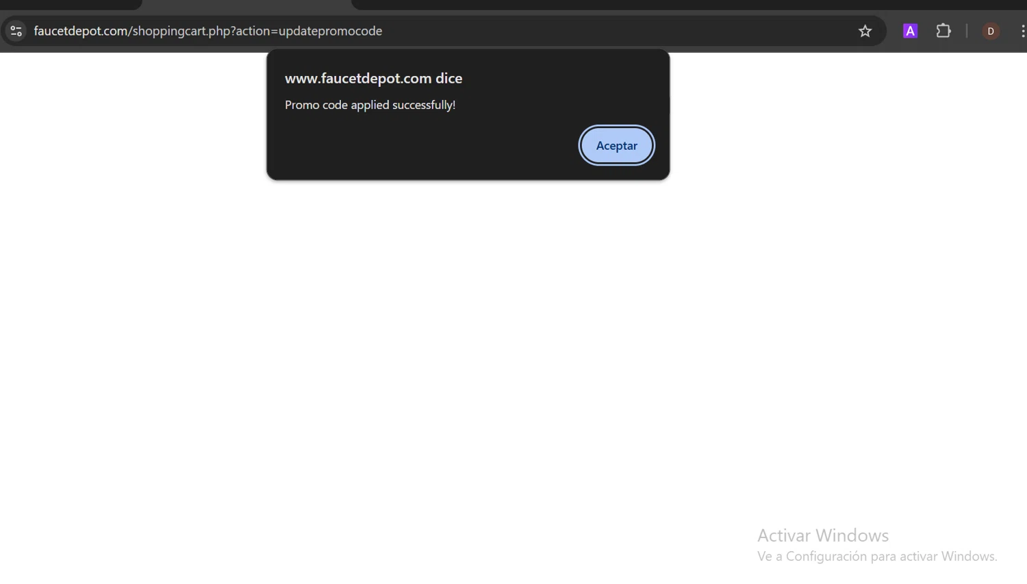Faucet Depot promo code screenshot showing code MOEVA10 applied at Faucet Depot checkout page. Uploaded by SimplyCodes community member PennyCaptain4684 on Feb 17, 2025