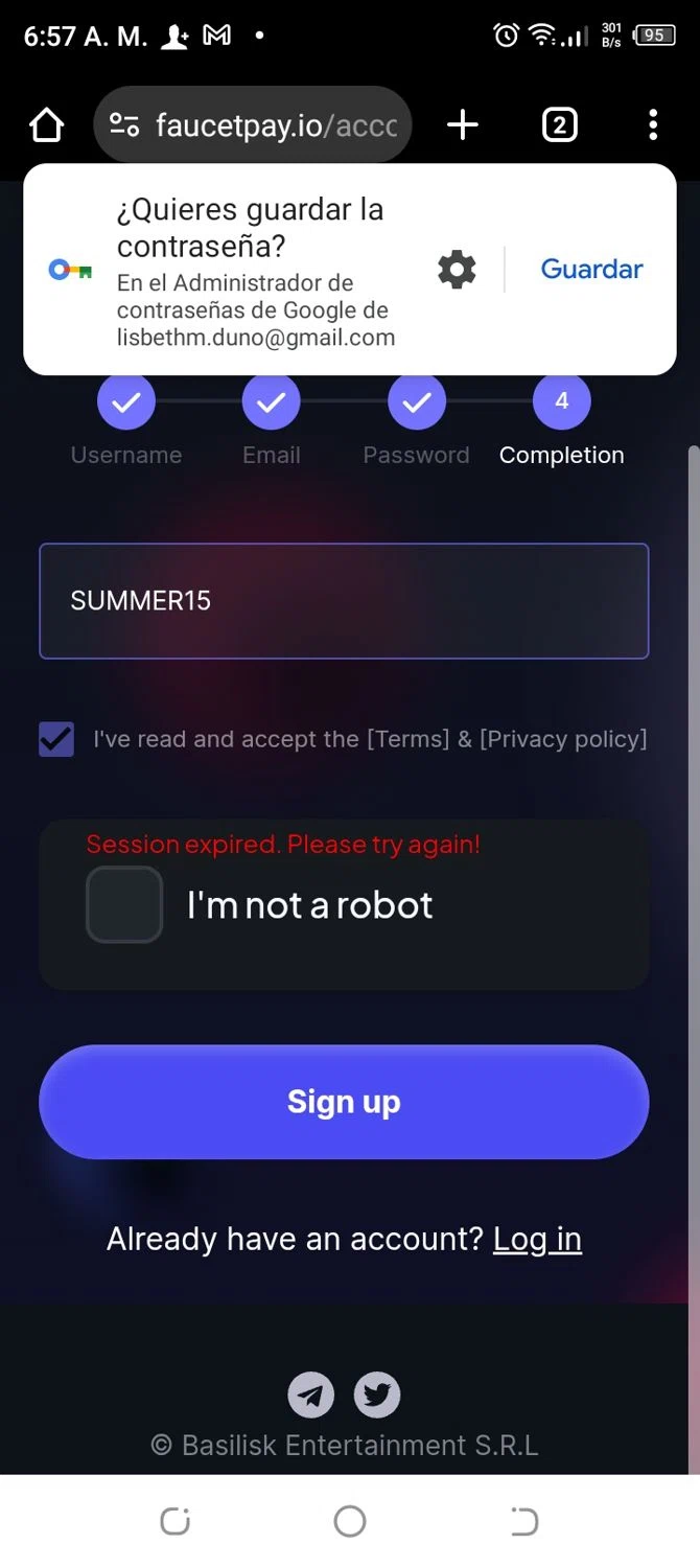 FaucetPay promo code screenshot showing code SUMMER15 applied at FaucetPay checkout page. Uploaded by SimplyCodes community member CoinBoss7109 on Feb 4, 2025