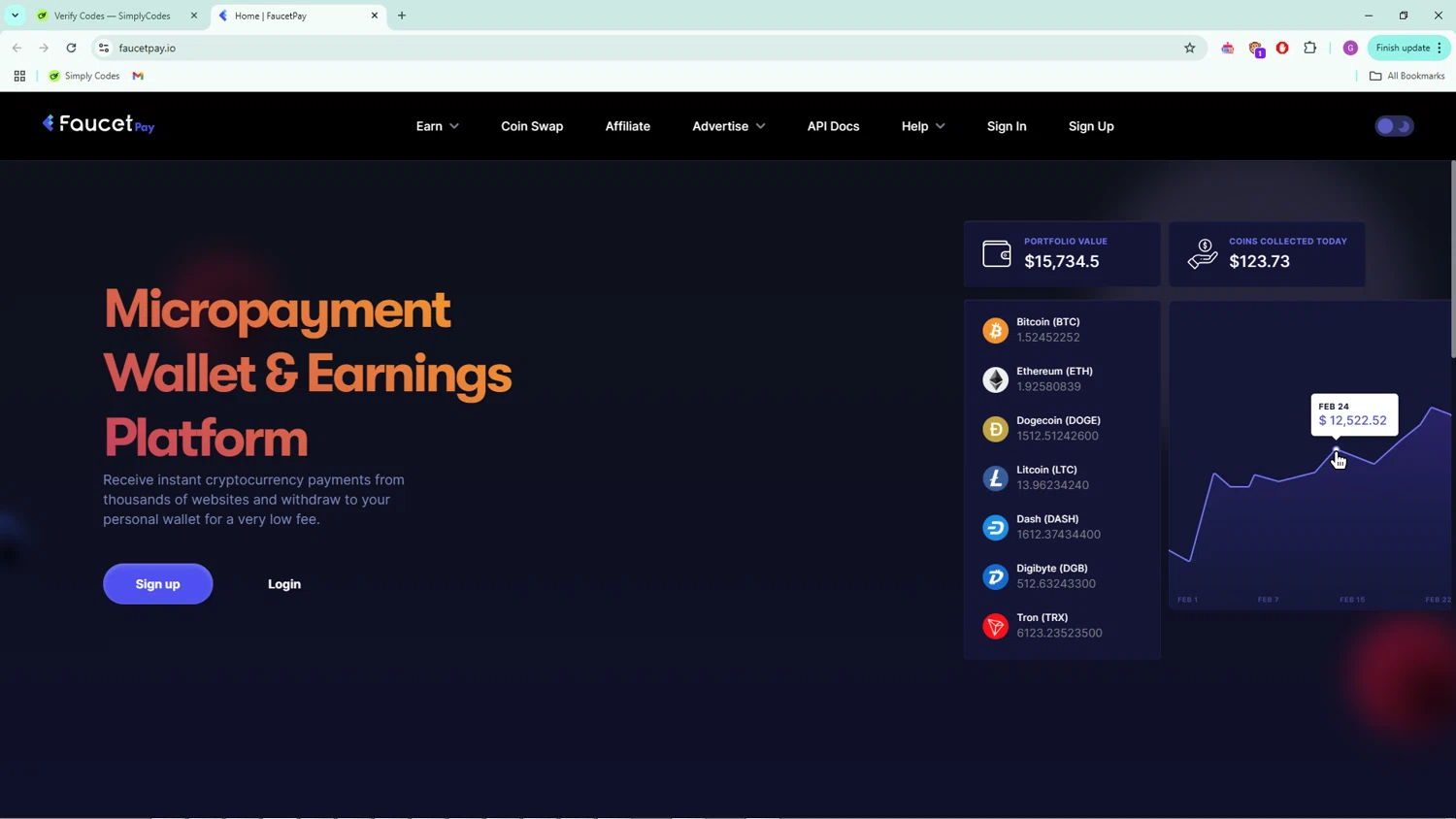FaucetPay checkout page showing FaucetPay promo code box | Screenshot taken by SimplyCodes community member on Feb 15, 2025