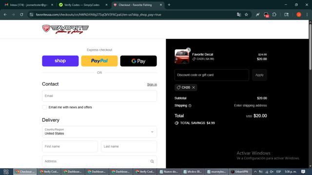 Favorite USA checkout page showing Favorite USA promo code box | Screenshot taken by SimplyCodes community member on Sep 11, 2025
