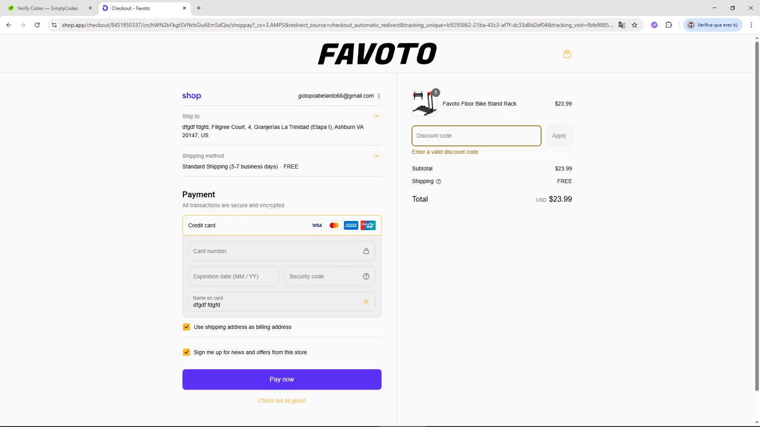 Favoto promo code screenshot showing code SAS100 applied at Favoto checkout page. Uploaded by SimplyCodes community member Salometta on Sep 4, 2025