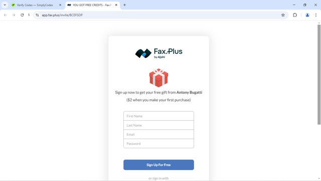 Fax.Plus checkout page showing Fax.Plus promo code box | Screenshot taken by SimplyCodes community member on Jul 7, 2025