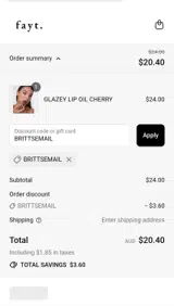 FAYT The Label coupon verification screenshot