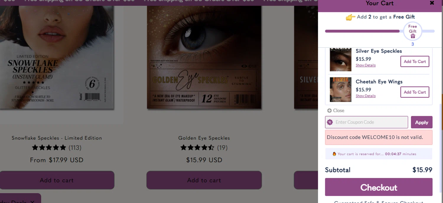 Fazit coupon code screenshot showing code WELCOME10 applied at Fazit checkout page. Uploaded by SimplyCodes community member BrilliantFalcon6936 on Jan 8, 2026
