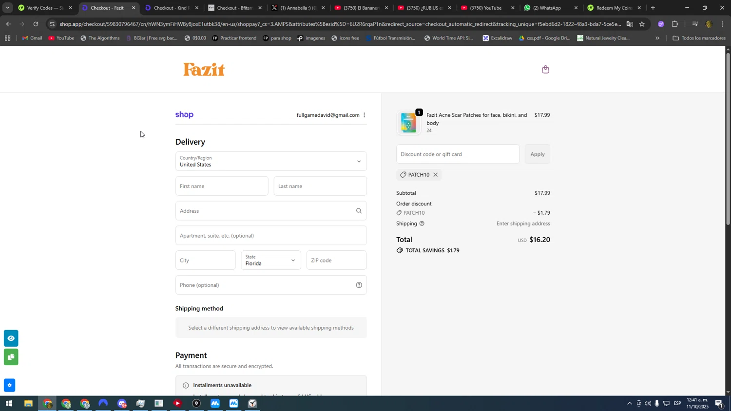 Fazit coupon code screenshot showing code patch10 applied at Fazit checkout page. Uploaded by SimplyCodes community member DonPollito on Oct 11, 2025