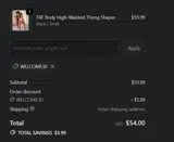 WELCOME30 coupon verification screenshot