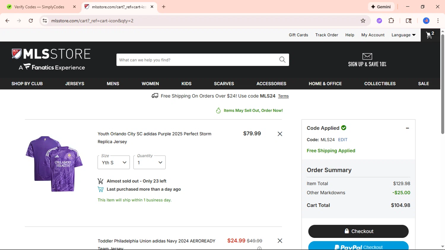 FC Cincinnati checkout page showing FC Cincinnati promo code box | Screenshot taken by SimplyCodes community member on Jan 31, 2026