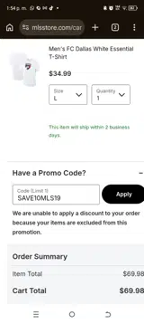 FC Dallas coupon verification screenshot