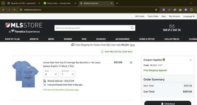 FC Dallas checkout page showing FC Dallas promo code box | Screenshot taken by SimplyCodes community member on Oct 6, 2025