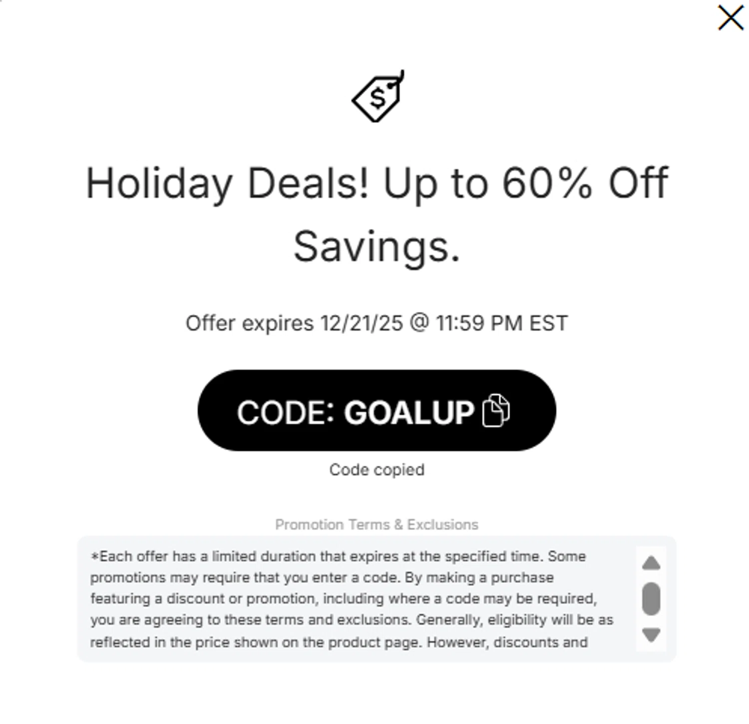 FC Dallas promo code screenshot showing code GOALUP applied at FC Dallas checkout page. Uploaded by SimplyCodes community member DORIANGEL on Dec 19, 2025