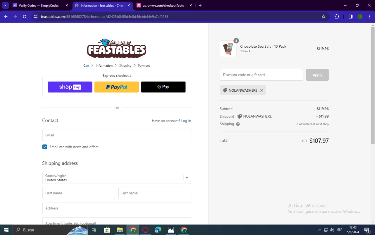 where to use Feastables promo code box