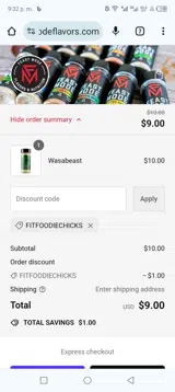 FITFOODIECHICKS coupon verification screenshot