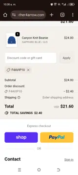 Feather 4 Arrow coupon verification screenshot
