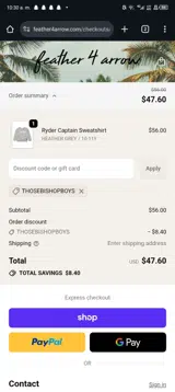 Feather 4 Arrow coupon verification screenshot