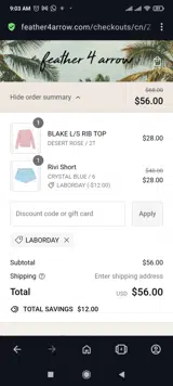 Feather 4 Arrow coupon verification screenshot