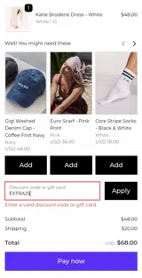 Feather and Noise coupon verification screenshot