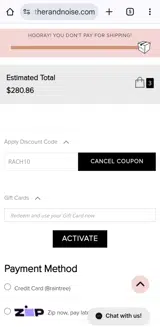 Feather and Noise coupon verification screenshot