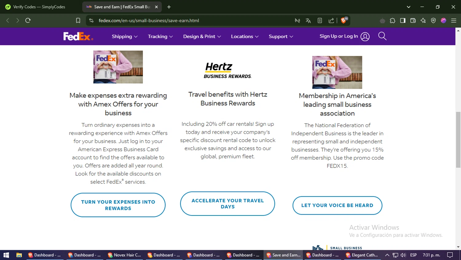 FedEx checkout page showing FedEx promo code box | Screenshot taken by SimplyCodes community member on Mar 7, 2025