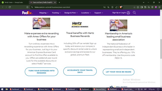FedEx checkout page showing FedEx promo code box | Screenshot taken by SimplyCodes community member on Mar 7, 2025