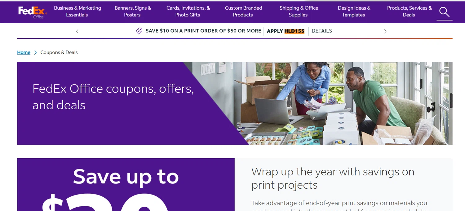 FedEx promo code screenshot showing code HLD155 applied at FedEx checkout page. Uploaded by SimplyCodes community member Lioniel on Dec 15, 2025