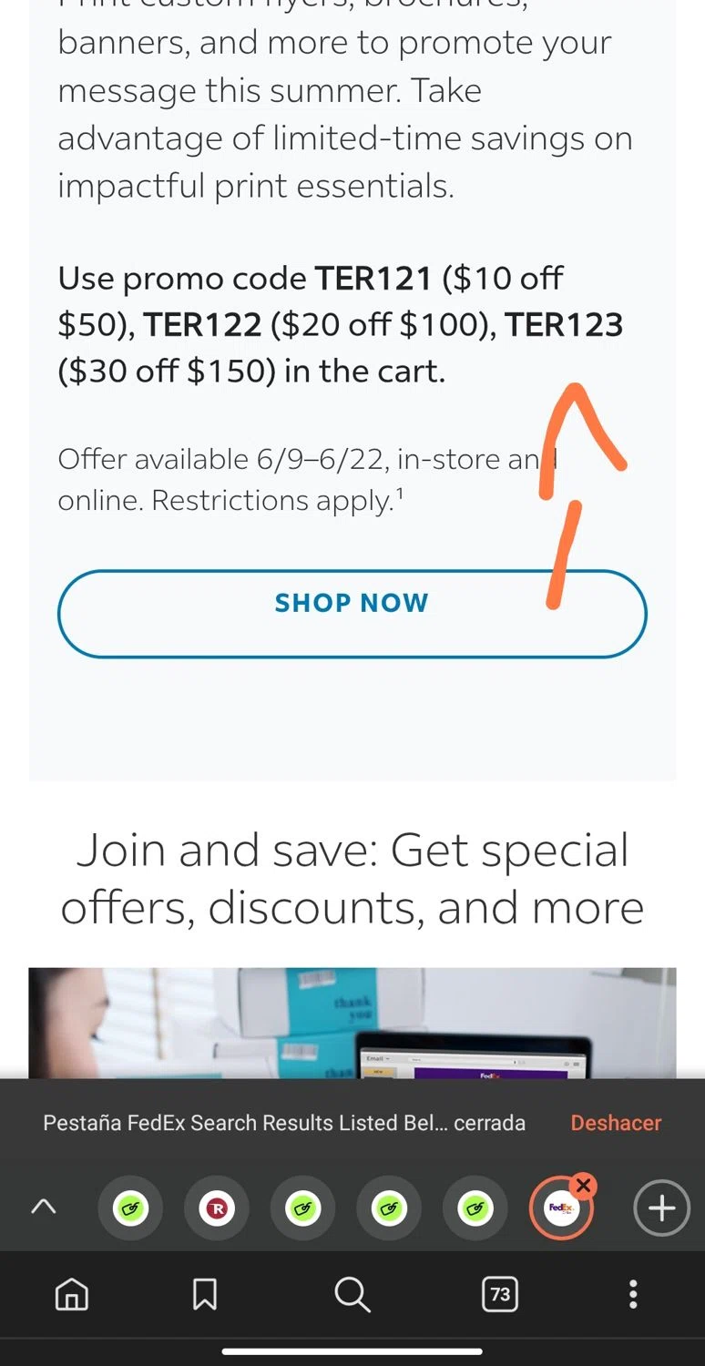 FedEx promo code screenshot showing code TER123 applied at FedEx checkout page. Uploaded by SimplyCodes community member Dejadepicharme on Jun 15, 2025