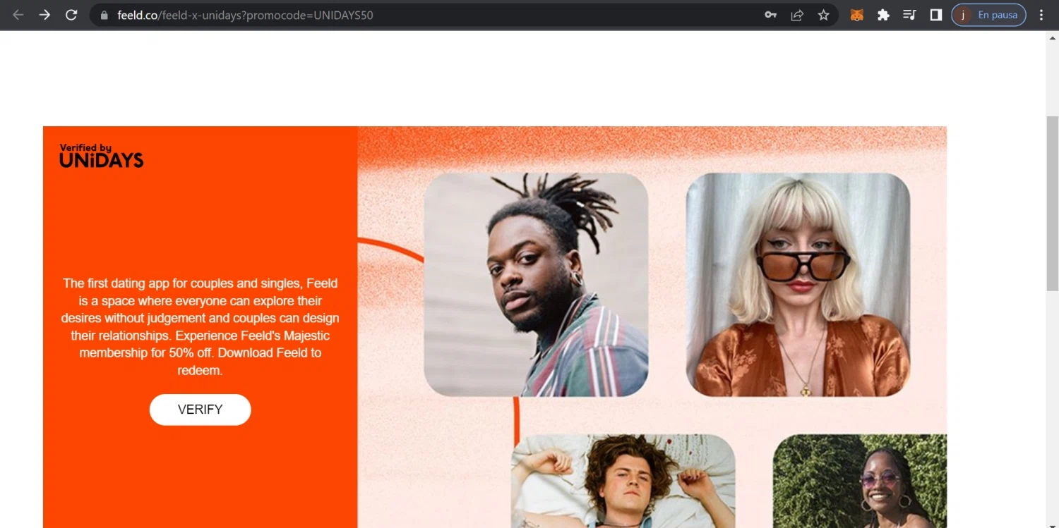 Feeld checkout page showing Feeld promo code box | Screenshot taken by SimplyCodes community member on Jun 17, 2023