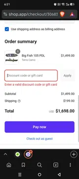 WELCOME10 coupon verification screenshot