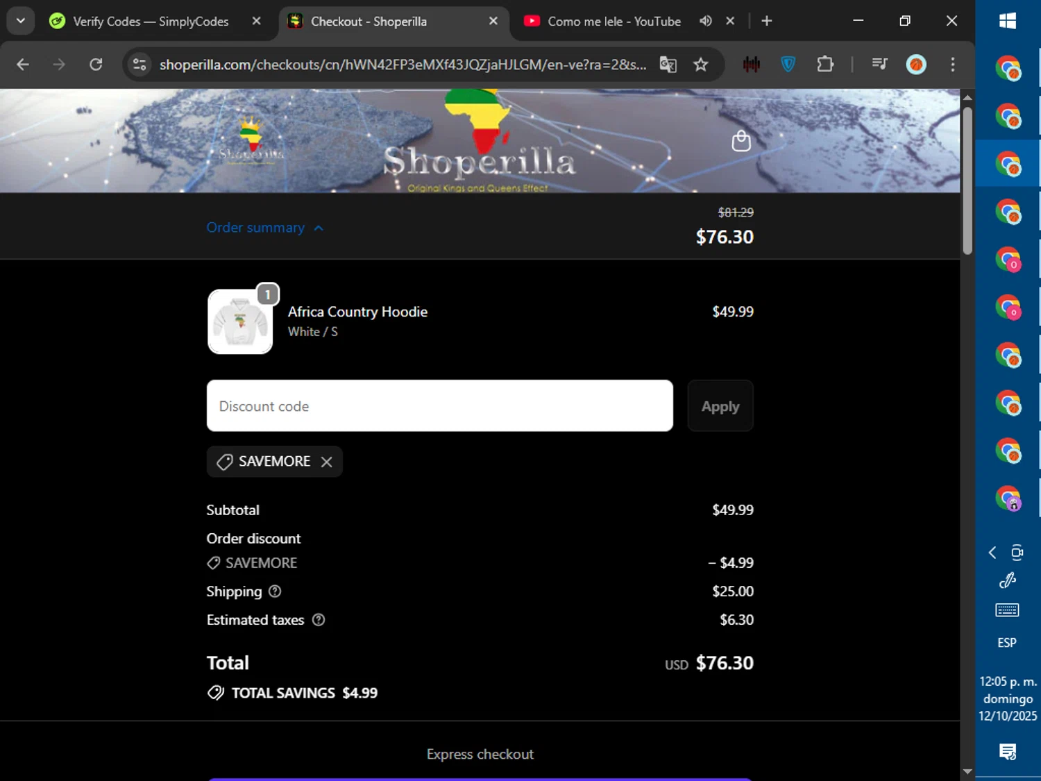 Feel Goods discount code screenshot showing code WELCOME15 applied at Feel Goods checkout page. Uploaded by SimplyCodes community member ValiantWarden8956 on Oct 12, 2025